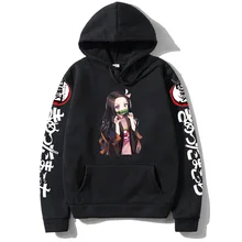 Demônio slayer kamado nezuko japão anime tanjirou impressão pullovers moletom com capuz solto streetwear moletom feminino/homem preto série com capuz
