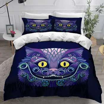 

Smile Cat Bedding Set Cartoon Animals Bed Cover with Pillowcase Full Queen King Double Microfiber Winter Home Duvet Cover Set