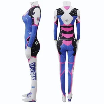 

Halloween Carnival Game Overwatch Dva Cosplay Costume 3D Print Jumpsuit Women D VA Cos Zentai Bodysuit Romper Party Fancy Outfit