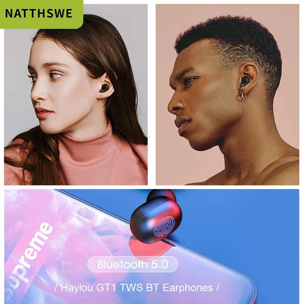 NATTHSWE GT1 TWS сенсорные bluetooth наушники с отпечатком пальца Беспроводные