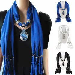Декоративный хиджаб шарф женские шарфы цепь головы ожерелье модный шарф сплошное ожерелье шарф