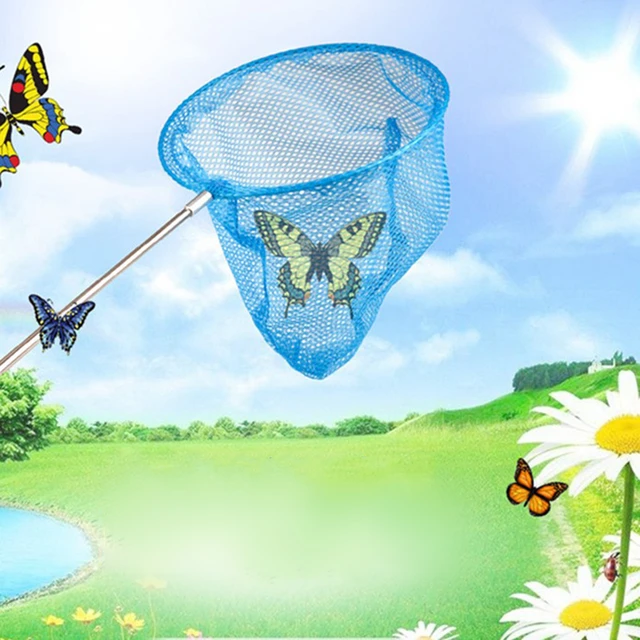 Kids Butterfly Net Extendable Telescopic Handle Fishing Net Insect Catching  Net with Nylon and PVC Material