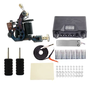 

New Tattoo Kits 10 Wrap Coils Tattoo Machine Gun Grips Needles Tattoo Power Supply Beginner Tatu for Tattoo Accessories Supplies