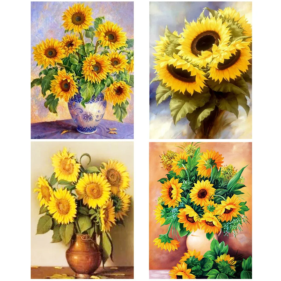 Evershine Diamond Painting Sunflower Diamond Mosaic Full Square Flowers  Rhinestones Of Pictures 5D Embroidery Art Decoration