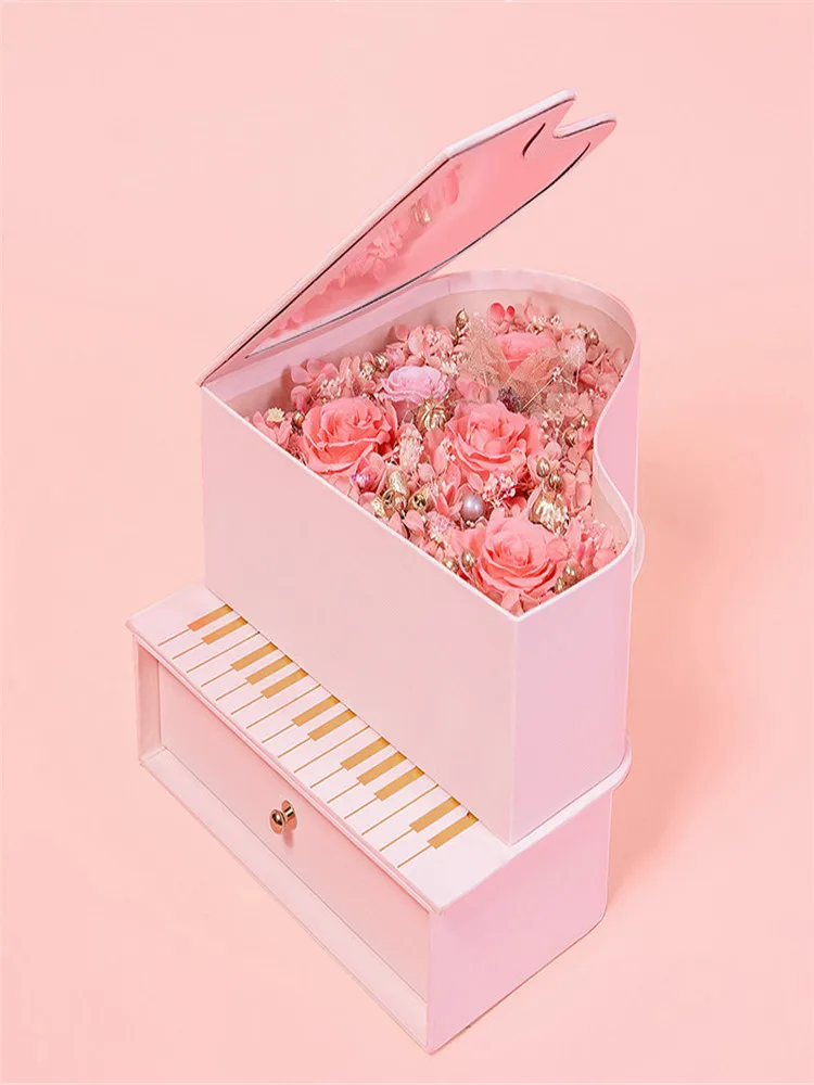 Креативная рояльная Цветочная коробка в форме сердца Роза цветочная композиция корзина Сетка Красный Yongsheng цветок Свадебная подарочная коробка Рождественский мешок