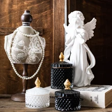 French Luxury Multi-color Glass Storage Jar Manual Aromatherapy Bottle Cotton Swabs Jewelry Storage Box