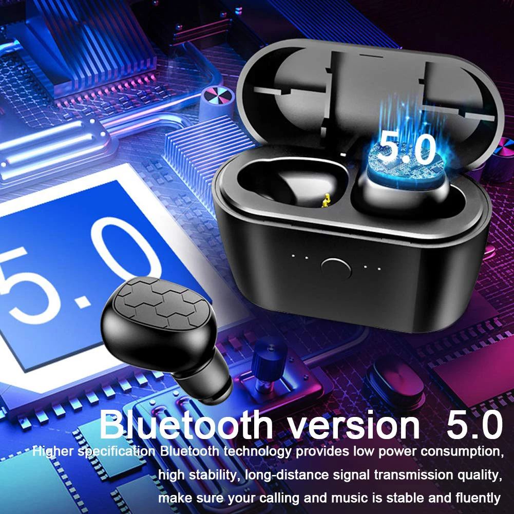 X1 TWS True Bluetooth 5.0 Mini In-Ear Earphone Stereo Wireless Earbuds Mini Waterproof Headfrees with Charging Box