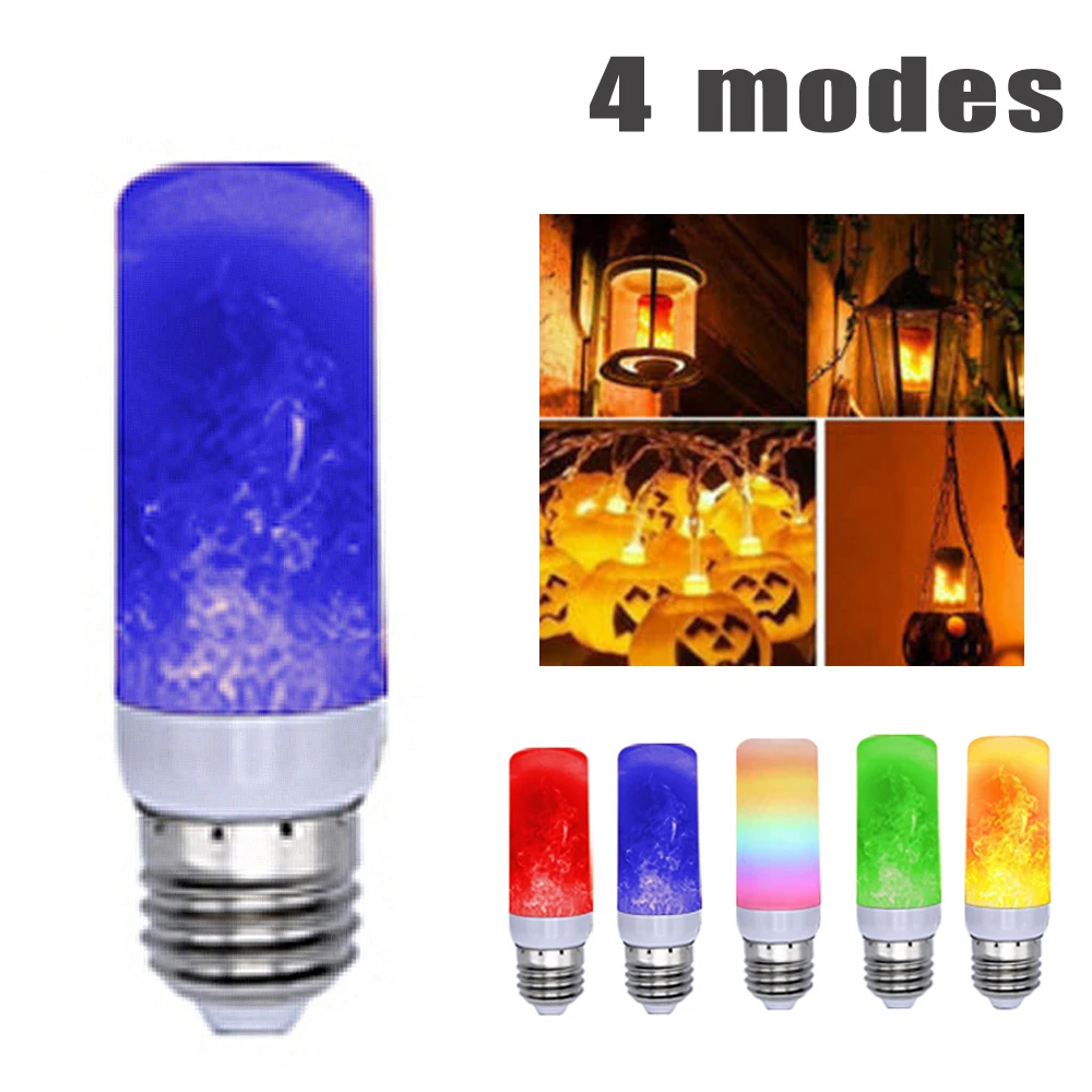4 Mode E27 LED Flicker Flame Light Bulb Simulated Burning Fire Effect Party Lamp
