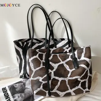 

2020 Fashion Animal Stone Pattern PU Leather Shoulder Handbags for Women Casual Large Capacity Shopping Top-handle Bag Totes