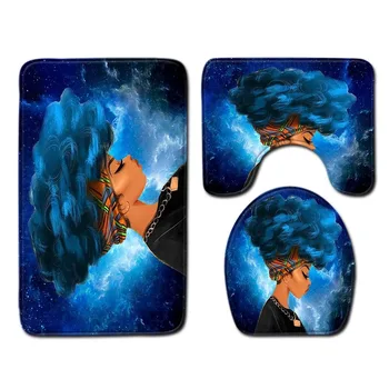 

African Women's Bathroom Mat Three-Piece Bathroom Carpet Toilet Mat Set Door Mat Bathroom Non-Slip Mat Spot