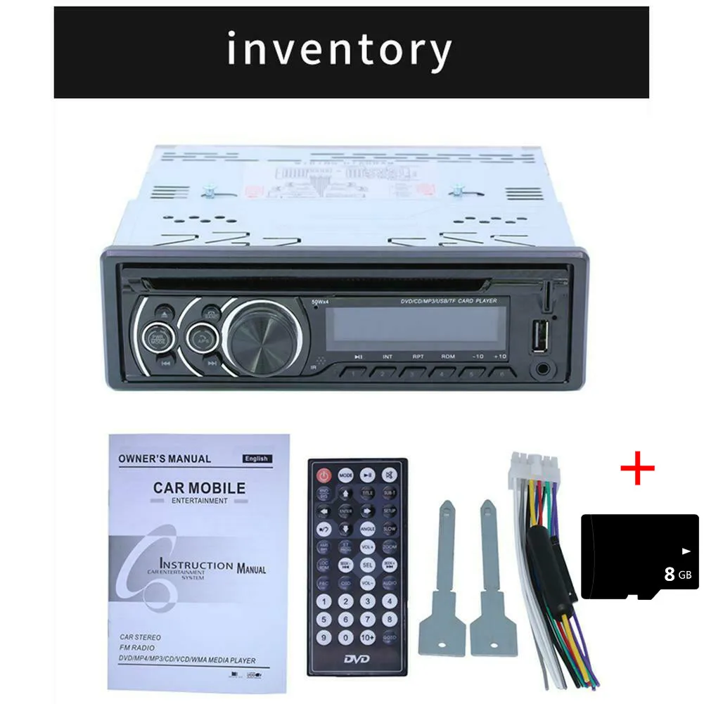 8GB SD Card 1 Din 12V автомобильный Радио Стерео DVD CD плеер MP3 USB/FM/AUX In-Dash bluetooth-гарнитура - Цвет: 8GB SD Card