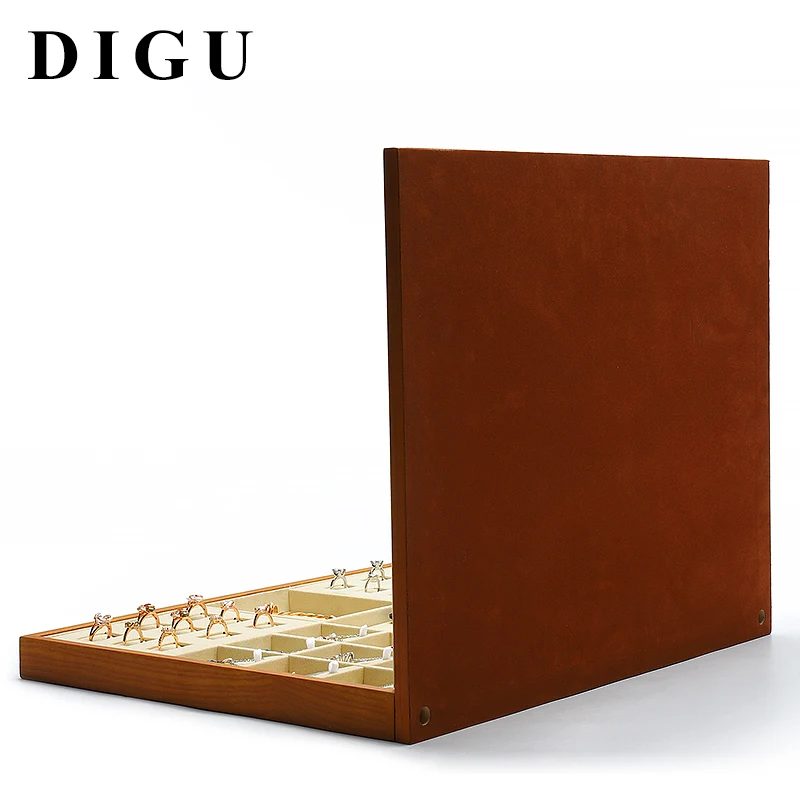 DIGU Jewelry Display Tray Wood Pendant Earrings Rings Fashion Square Box Jewelry Display Storage Props