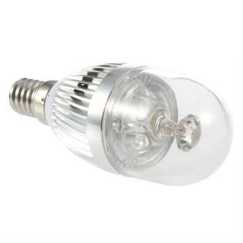 

New E14 9W 3LED Warm White Light Bulb Crystal Light Source Silver