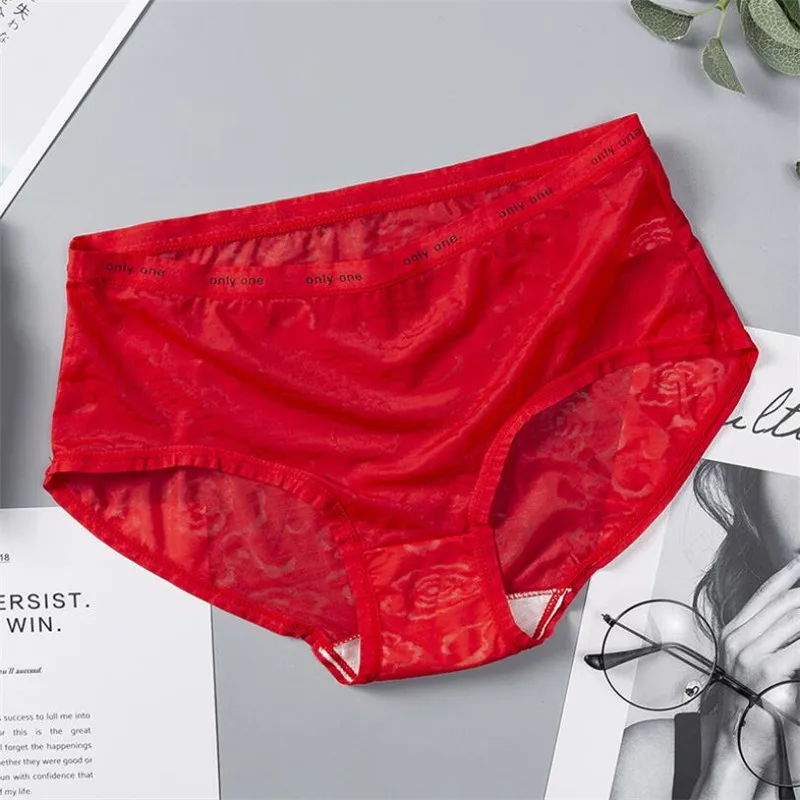M-xxxl женские бесшовные трусики модные сексуальные удобные прозрачные трусы женские и пикантное женское белье - Цвет: Красный