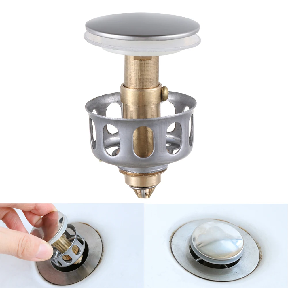NEW Universal Wash Basin Bounce Drain Filter Pop Up Bathroom Sink Drain Plug UK
