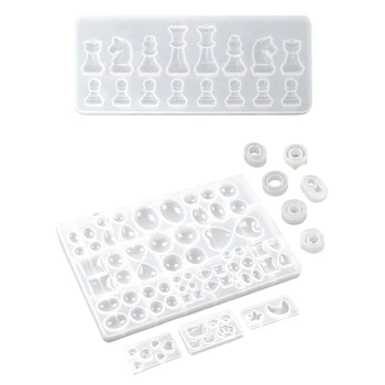 

1x International Chess Shape Silicone Mold Diy Clay Uv Epoxy Resin Mold Pendant Molds & 10 Pack Resin Silicone Molds Cabochons M