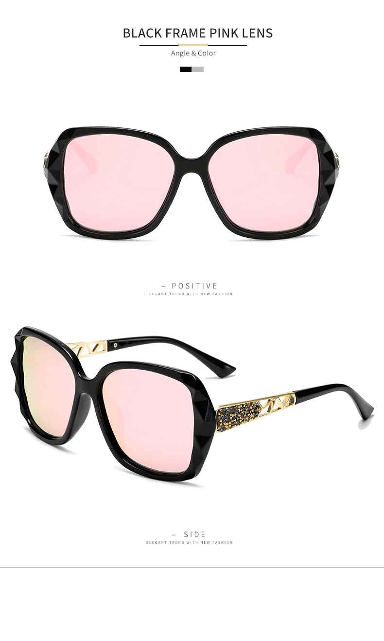 Классические Поляризованные женские солнцезащитные очки, фирменный дизайн, блестящие солнцезащитные очки для девушек, большие очки, UV400, модные женские солнцезащитные очки