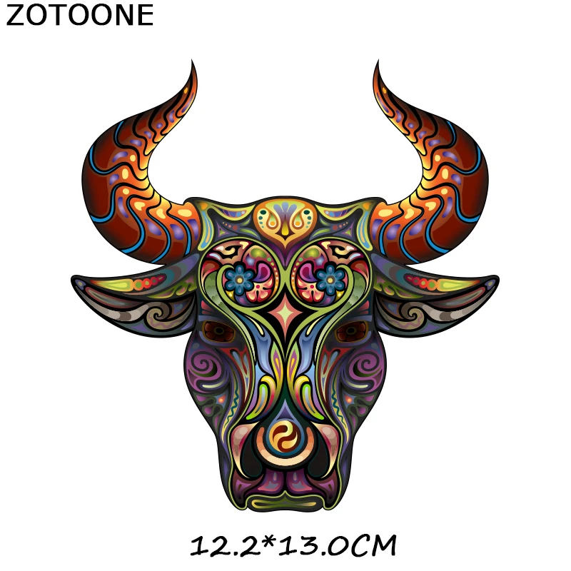 ZOTOONE красочные нашивки в виде животных Тигр бык-голова-патч железо на переводе для одежды футболки аксессуары аппликации теплопередача G