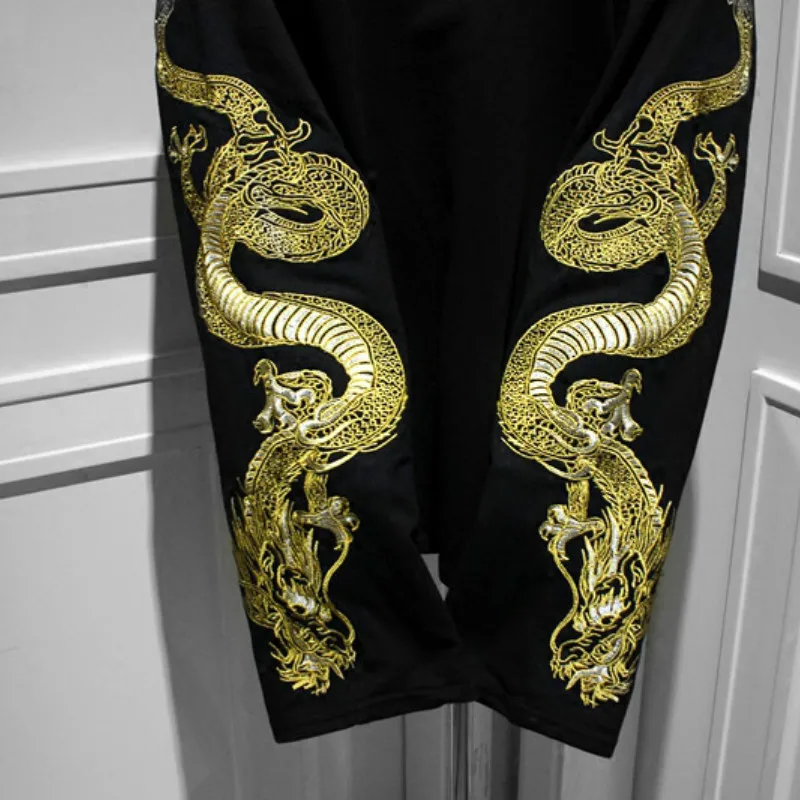 Женская крутая свободная Стильная черная футболка в стиле Харадзюку, уличная одежда с вышивкой Золотого Дракона, японские Футболки с длинным рукавом большого размера
