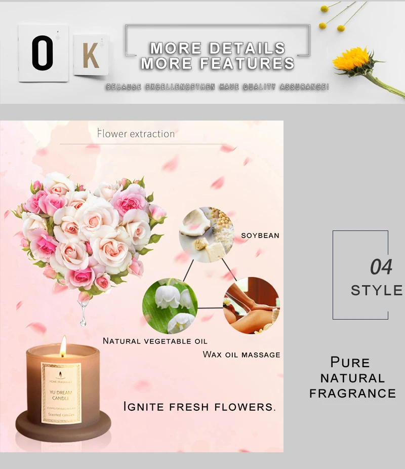 Стеклянный флакон с романтическим ароматом для свечей Bougie Blanche, подарок на день рождения и Рождество, ароматический подсвечник для подруги QLB068