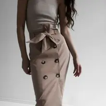 Модная Женская Формальная офисная юбка с высокой талией Элегантная женская летняя галстук пояс-бандаж юбка миди от OL Классическая уличная