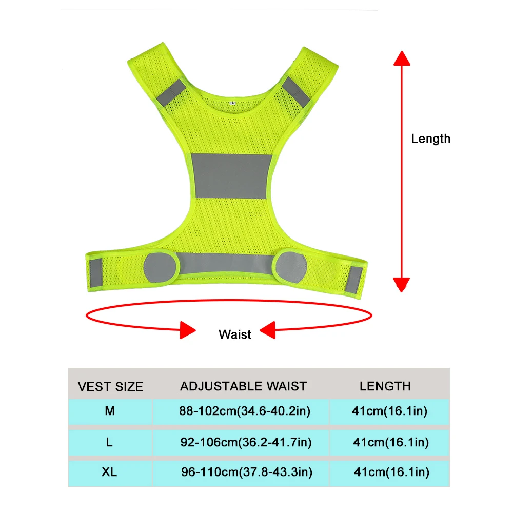 New Cycling Vest Outdoor Running Reflective Adjustable Lightweight Safety Sports Gear for Women Men Jogging Walking | Спорт и