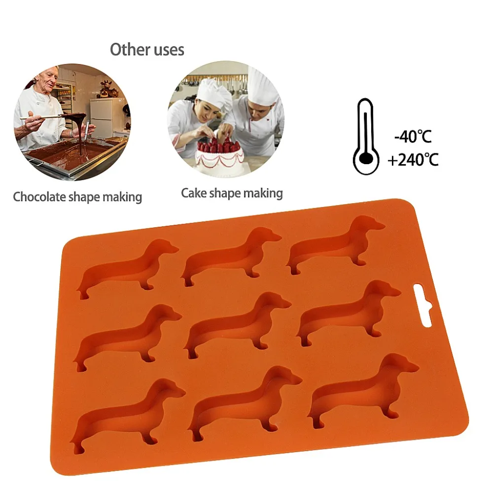 Silicone Ice Mold Tray,Orange Animal Modeling Ice Making Mold,9 Puppy Model Mold Equipped With A Dropper Gift (7)