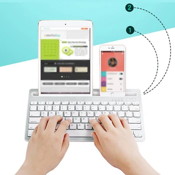 

Multi-Device Bluetooth Keyboard Portable Phone Pad Holder Mini Keyboard for Windows for Android Built-in holder design