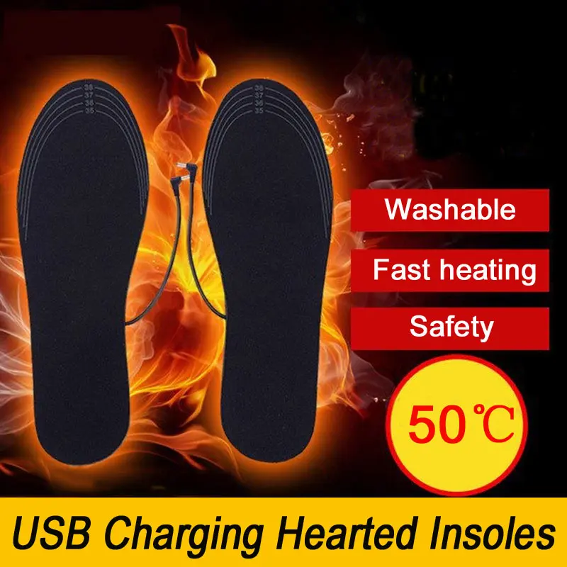 

USB Heated Shoe Insoles Croppable size Electric Foot Warming Pad Feet Warmer Sock Pad Mat Winter Outdoor Sports Heating Insoles