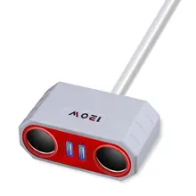 Автомобильное заднее сиденье двойной USB телефон зарядное устройство прикуриватель разветвитель адаптер питания