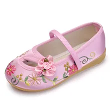 

Soft-soled Flat Handmade Kids Toddler Shoes Chinese Style Flowers Embroidered Cloth Shoes Little Girl Princess Shoes Soft