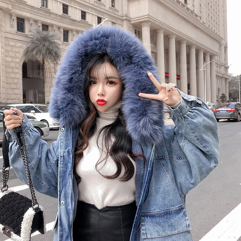 

Autumn & Winter Korean-style BF Laziness Hong Kong Style Loose Cowboy Small Cotton-Padded Jacket Student Thick Cotton Overcoat p