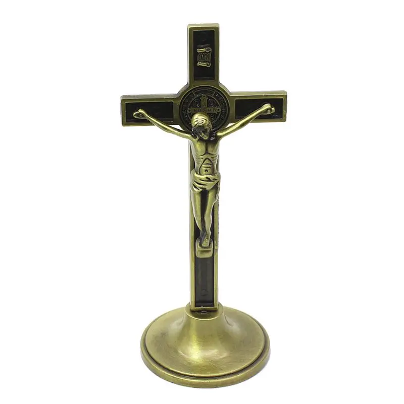 Крест, Распятие Иисуса Христа католический еврейский религиозный Церковь украшения настольная подставка под старину домашний часовни Настенный декор - Цвет: Bronze