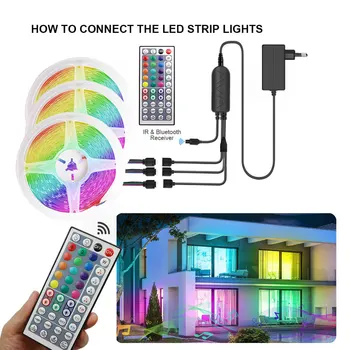 

RGB led strip lights DC12V SMD5050 5M 10M 15M neon stripe light with Blutooth led controller music sync for bedroom deocration