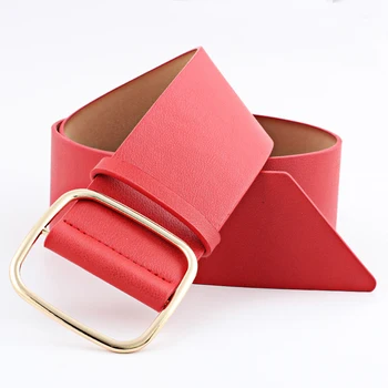 

Fashion PU leather Of Women Belt Wide Belt Female Belts Square Metal Pin Buckle Belts For Women Lady Girdle