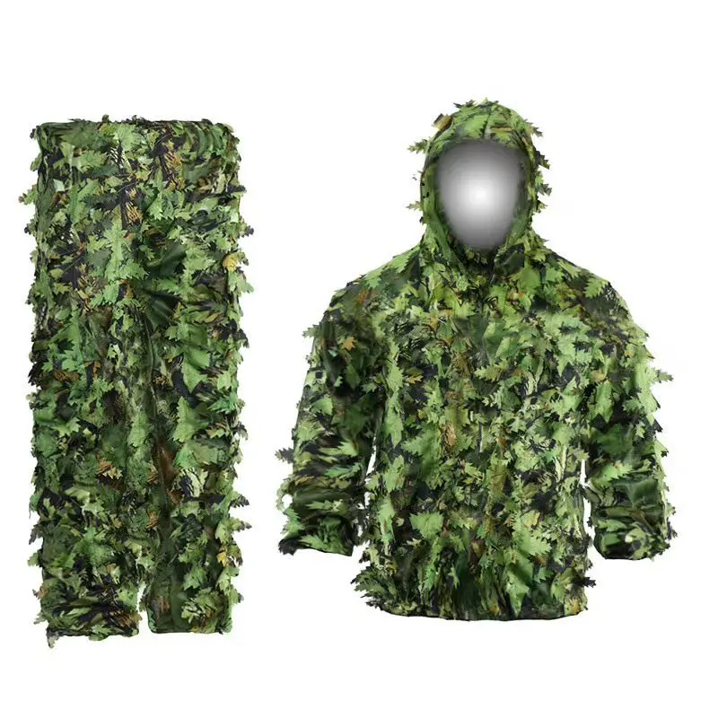 Sticky Flower Bionic Leaves Camouflage Suit Hunting Ghillie Suit Woodland Camouflage Universal Camo Set ghillie suit