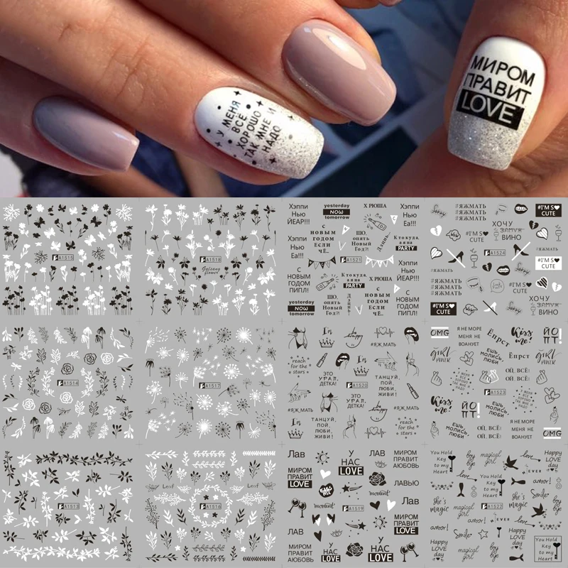 12pcs Valentines Nail Stickers Sweet Love Letter Water Decals Cute Nail Art  Transfer Sliders 2023 Manicure Foils LABN2485-2496 - AliExpress