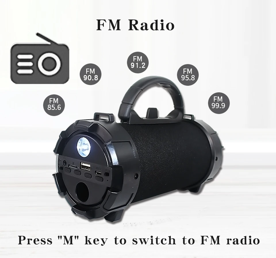 Bluetooth Колонка UOIAE со светодиодной подсветкой FM радио 3 5 мм|Портативные колонки| |