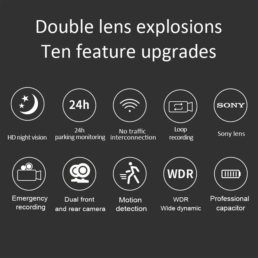 Aiba J07 WIFI GPS WDR Dash Cam Sony Двойная камера Автомобильный видеорегистратор Камера Full HD