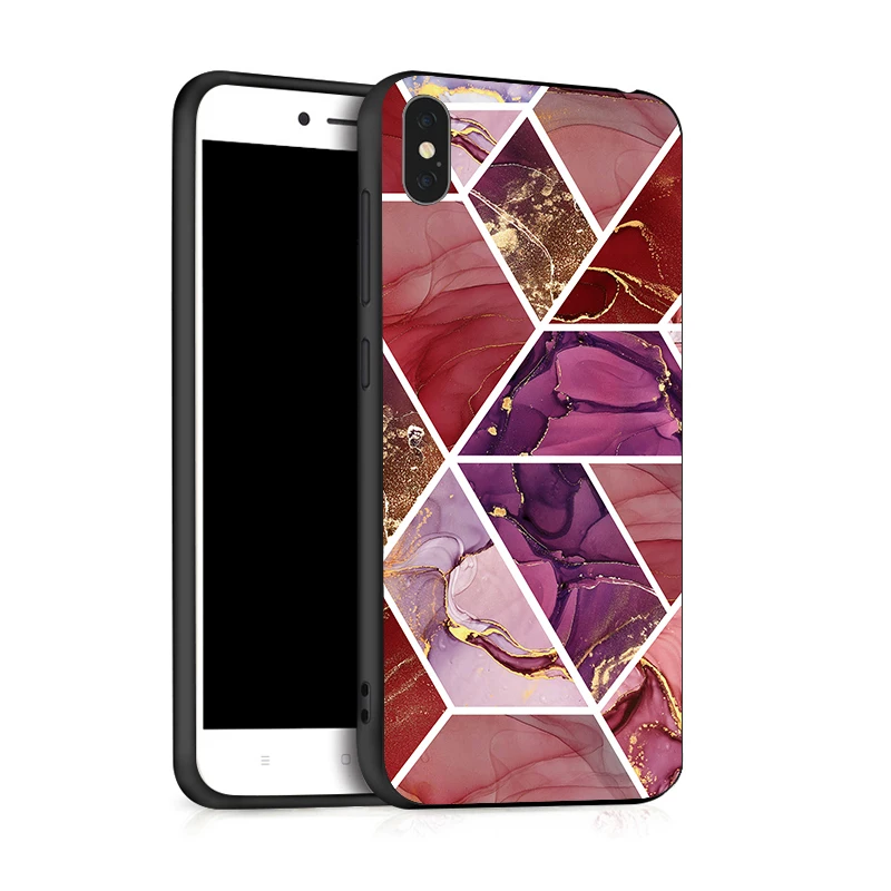Marmer Hitam Telepon untuk Xiaomi Mi Redmi 6 PRO A2 Lite Note 7 K20 9T 7A 8 8T K30 Ponsel Housing Bag Cover Shell