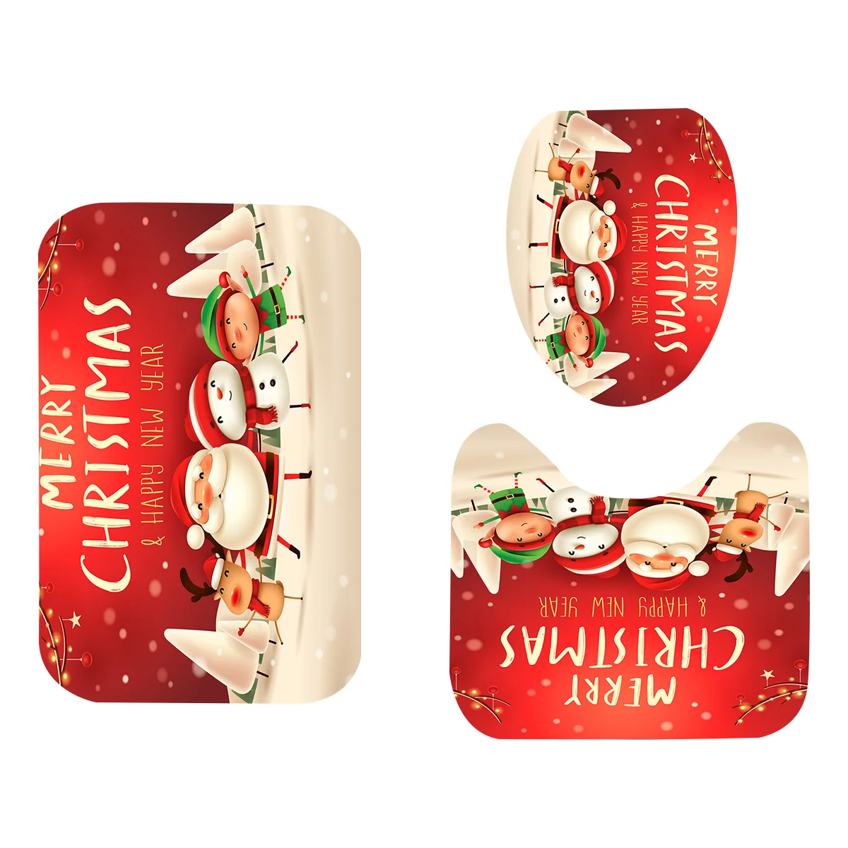 Santa Claus Merry Christmas набор занавесок для ванной комнаты Санта Клаус Снеговик занавески s Рождество год унитаз Чехлы нескользящий коврик на полу - Цвет: Santa Claus