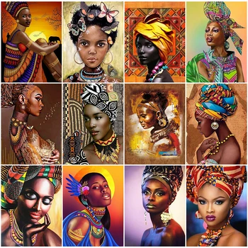 

HUACAN 5D Diamond Painting Cross Stitch Beauty Full Square Embroidery Indian Woman Mosaic Handmade Home Decor