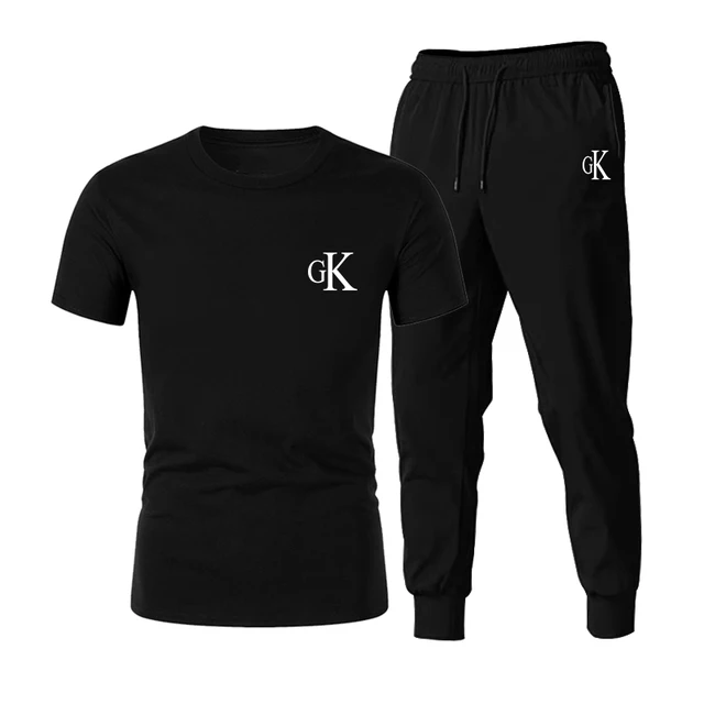 2021New T Shirt 2 Pieces Sets Tracksuit GK Printing Men Short Sleeves Pants Pullover Sportwear Suit