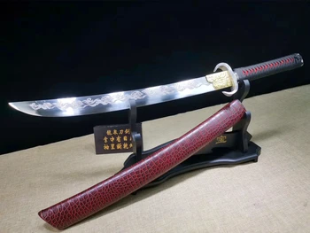 

Handmade Broadsword WUSHU DAO Temper manganese steel blade saber kampilan