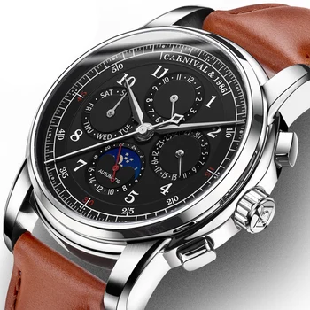 

CARNIVAL Watch Men Automatic Mechanical Men Watches Luxury Brand relogio masculino Sapphire Moon phase Mens Watch C-8781-4
