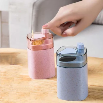 

Automatic Toothpick Holder Container Wheat Straw Household Table Toothpick Storage Box Toothpick Dispenser