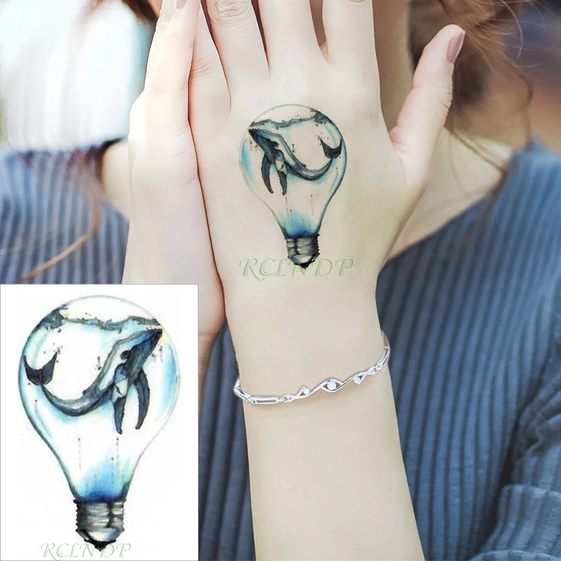 Водостойкая временная татуировка наклейка Кит в лампе морская вода поддельные тату флэш-тату рука нога рука назад для детей мужчины женщины ребенок