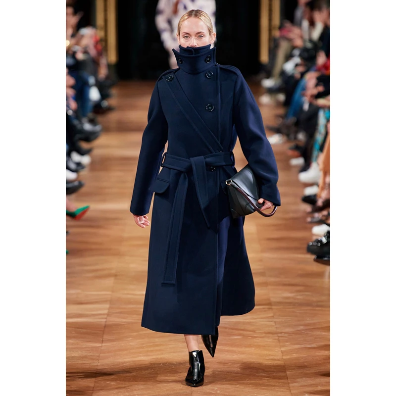 

Quality End 10.21 High 2021 Autumn Winter New Detachable Decoration Long Wool Coat Women Temperament Slim Cashmere Outerwear