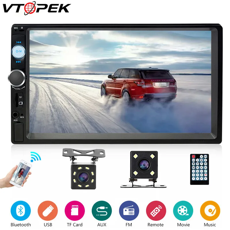 

Vtopek 7 Inch Double Din Universal Car Multimedia Player Bluetooth Mirror-link Digital HD Touch Screen Auto Radio Backup Camera