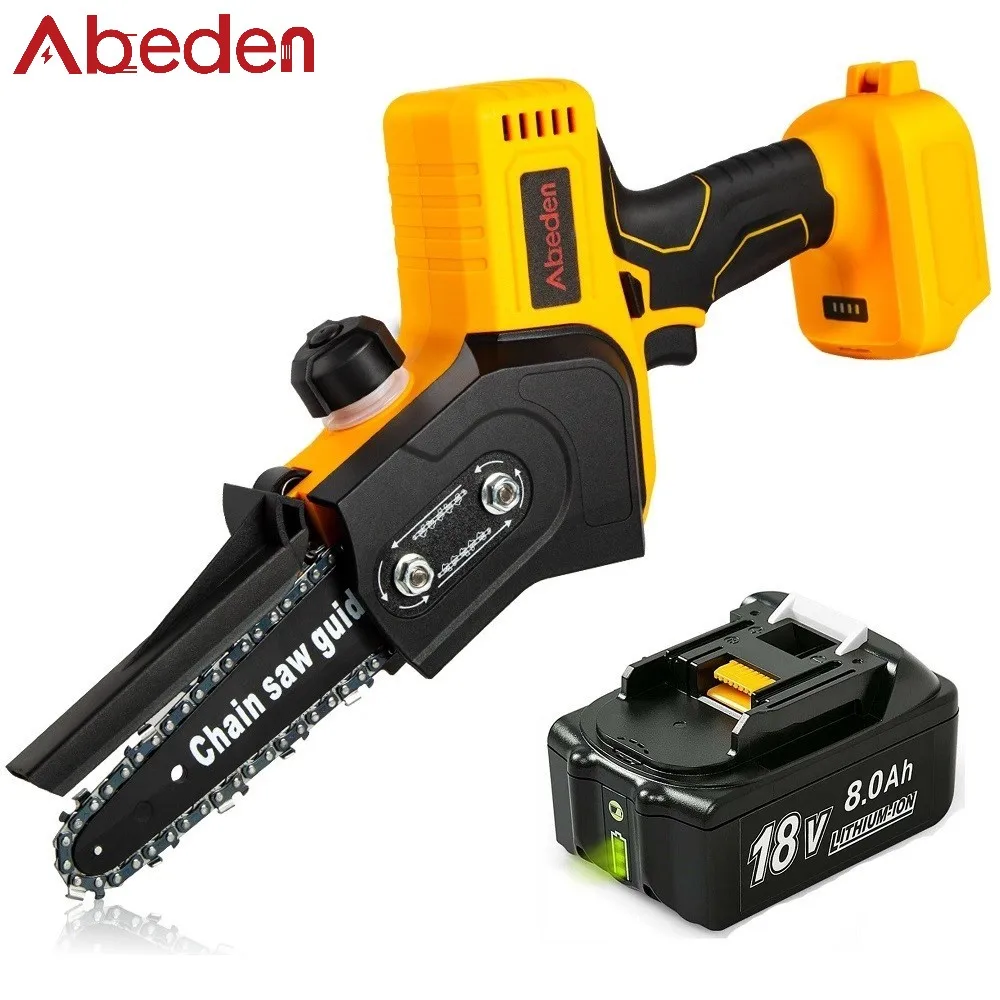 Hot Products! Abeden 4inch Mini Electric Saw Chainsaw With Li-Ion batteries Woodworking Garden Tools One-Handed Wood Cutters Pruning Tools